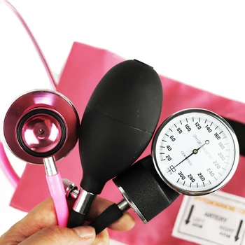 Medicinos Rožinė kraujospūdžio matuoklis BP Manžetai Slėgmačio Aneroid Sphygmomanometer Mielas Dual Galvos Kardiologijos Stetoskopas
