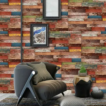 Medienos grūdų modelį 3D sienų lipduko gyvenimo kambario, miegamasis fone namų puošybai storio klijuotos sujungimas tapetai, sienų lipdukai