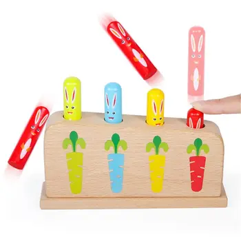 Medienos Triušis Pop_up Žaislas Bakstelėkite Bounce Stick Baby Vaikų Švietimo Žaislas Q6PD