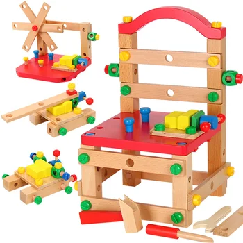 Medinės Kėdės Montavimas Montessori Žaislai Ikimokyklinio Daugiafunkcinis Įvairių Riešutų Mišinys, Kėdės Įrankis Švietimo Mediniai Kūdikių