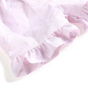 Medvilnė Juostele seersucker Vasaros Pižama rinkiniai juostele boutique home sleepwear vaikams 12m-12years mygtuką iki pjs