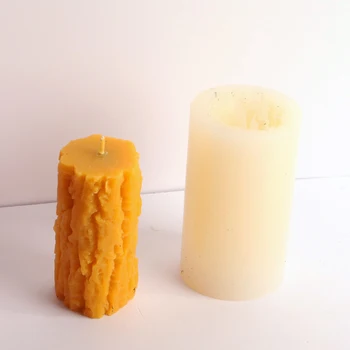 Medžio kelmas žvakė silikono formos vertus, žvakė, pelėsių, medį grūdų dekoratyvinė žvakė silikono formos