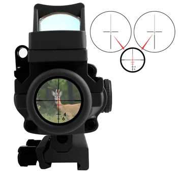 Medžioklės Riflescope ACOG 4X32 Nekilnojamojo Fiber Optics Red Dot Apšviestas Tinklelis Taktinis Optinį Taikiklį HT6-0058