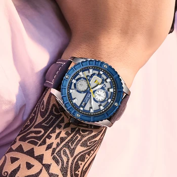 MEGIR Prekės ženklo Žiūrėti Vyrų Sporto Kvarcinis Laikrodis, Odos Šviesos Vandeniui Chronograph Laikrodis Mens Watches Relogio Masculino