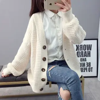 Megztinis megztinis švarkas moteriška prarasti korėjos studentų pavasarį ir rudenį 2021 naujas megztinis tendencija apvalus mygtukas net red hot parduoti senas K