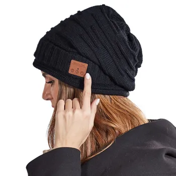 Megztus Skrybėlę Bluetooth V5.0 Stereo Muzikos Belaidės Ausinės Ausinių Rankų Žiemos Vėjo Šilumos Beanie Kepurė Galvos Apdangalai