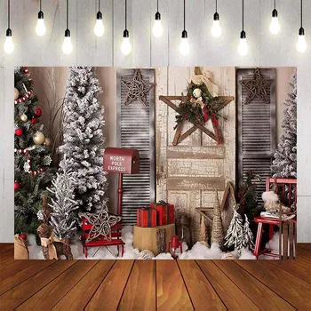 Mehofond Fotografijos Fone Kalėdų Sniego Medinių Sienų Medžio Retro Vintage Dovanų Foto Studija Backdrops Foto Prop