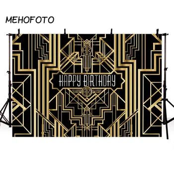 MEHOFOTO Gimtadienio Fone Great Gatsby Temą Juodojo Aukso Šalis Dekoro Fotografijos Backdrops už Photobooth Studija