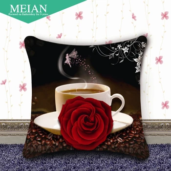 Meian, spausdinimo kryželiu pagalvę pora kavos Rožių Kryželiu naujas gyvenamasis kambarys sofos, pagalvėlės ir pagalvę
