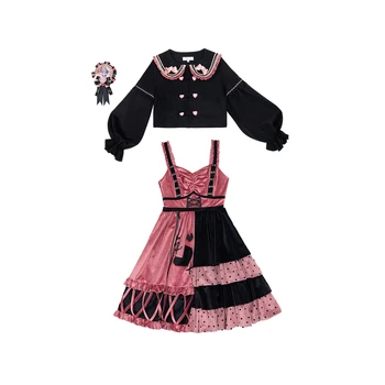 Melonshow Saldus Lolita Dress Plius Dydis Kawaii Drabužius Viktorijos Suknelė Moterims, Juodos Spalvos Žieminis Paltas Gothic Lolita Cute Suknelė Mergaitėms