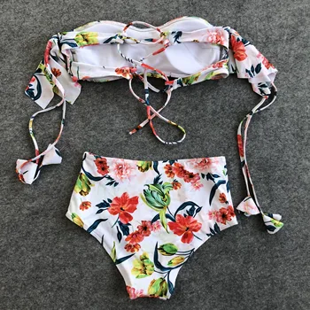Melphieer bikini 2020 m. maudymosi kostiumėliai moterims gėlės maudymosi kostiumėlį banga bikini plaukimo kostiumas moterims, maudymosi kostiumą, aukštos juosmens bikini komplektas