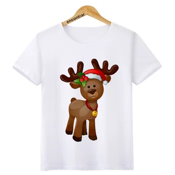 Mergaitės Berniukai kawaii Kalėdų elnių marškinėliai Vaikas mados trumpomis Rankovėmis t-shirt Vaikų Baltos spalvos Marškinėlius Viršūnes drabužius,BAL609