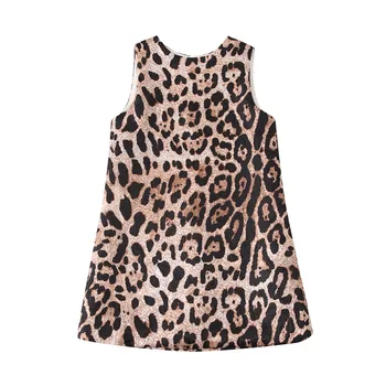 Mergaičių Suknelė Leopardas Spausdinti Vestidos, Vaikams, Suknelės Mergaitėms, Drabužiai be Rankovių Naujųjų Metų Kostiumas Vaikų Drabužiai Princesė Suknelė