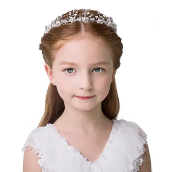 Mergina Mados Gėlių ekrano užsklandą Princesė elegantiškas gėlių karūna Hairbands Vaikų Vaikams Mielas Galvos apdailos mergina Dovanos