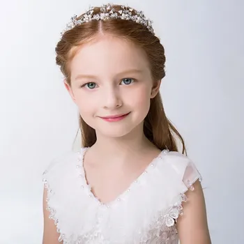Mergina Mados Gėlių ekrano užsklandą Princesė elegantiškas gėlių karūna Hairbands Vaikų Vaikams Mielas Galvos apdailos mergina Dovanos