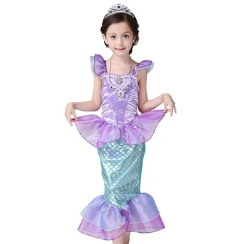 Merginos Princesė Suknelė, Undinėlė Arielis Blizgančiais Kostiumas Vaikams Išgalvotas Birthday Party Dress Up Helovinas Drabužius Mergina