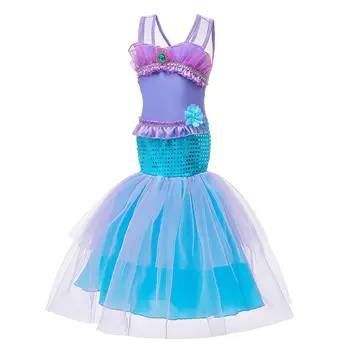 Mermaid Dress Up Suknelės Mergaitėms Shoulderless Raukiniai Undinėlė Kostiumai Vaikams Vaidmenų Žaidimas Komplektai