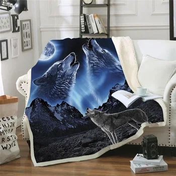 Mesti antklodę 3D Vilkas Spausdinti Šiltas Svertinis antklodės lovos dvigubo sluoksnio Sutirštės Minkštas patogus Namo TZ-0004