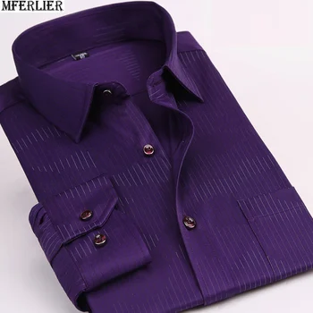 MFERLIER vyrų marškinėliai classic dryžuotas 10XL ilgomis rankovėmis aukštos kokybės didelio dydžio big 8XL suknelė marškiniai biuro oficialų palaidinė prarasti 12XL