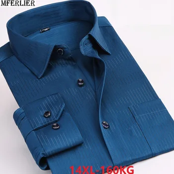 MFERLIER vyrų marškinėliai classic dryžuotas 10XL ilgomis rankovėmis aukštos kokybės didelio dydžio big 8XL suknelė marškiniai biuro oficialų palaidinė prarasti 12XL