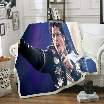 Michael Jackson 3D Spausdinimo Pliušinis Vilnos Antklodė Suaugusiųjų Mados, Antklodės, Home Office Skalbti Antklode Atsitiktinis Vaikai Sherpa Antklodė 06