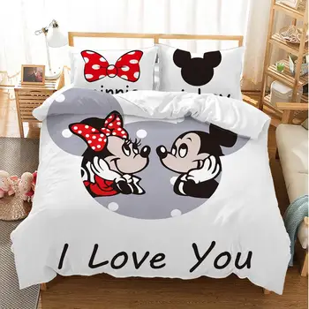 Mickey Mouse Patalynės Komplektas Kalėdų Dovana Minkštas Namų Tekstilės Miegamasis Dvivietis Double Queen ' King size Vaikų Pora Studentų lova rinkinys