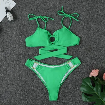 Micro bikini 2019 Žiedas spausdinti swimusit moteriška Dviejų dalių kostiumas tvarstį, maudymosi kostiumą, maudymosi kostiumėliai bei kelnaitės String besimaudančių moterų Paplūdimio Drabužiai Fallindoll