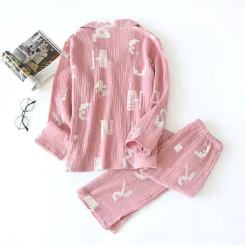 Mielas laiškas medvilnės pižamos moterų pižama rinkiniai Pavasario rudens krepo medvilnės minkštas moterų sleepwear pijamas mujer 2020 m.