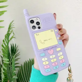 Mielas Rožinis meilės Širdis vaikas mergina dovana Telefono dėklas Skirtas iphone 12 Pro max XR XSmax 7 8 Plus SE 2020 Minkšto Silikono Su pūkų kamuoliuką Coque