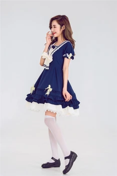 Mielas Saldus Lolita Cosplay Apranga Kolegijos Karinio Jūrų Laivyno Stiliaus Anime Princesė Suknelė Lėlės Drabužių Kawaii Merginos Japonų
