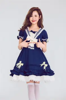 Mielas Saldus Lolita Cosplay Apranga Kolegijos Karinio Jūrų Laivyno Stiliaus Anime Princesė Suknelė Lėlės Drabužių Kawaii Merginos Japonų