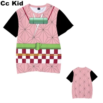 Mielas Vaikai Demon Slayer spausdinti 3D Marškinėliai Anime T-shirt Berniukų drabužiai mergaitėms Streetwear cosplay hip-hop Dvasios Ašmenys Cosplay viršūnės
