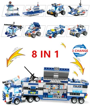 Miesto Policijos Robotas Orlaivių Automobilio Modelio Blokai SWAT Miesto Policijos Serijos 647PCS 762PCS 8 1 Sunkvežimis Ginklas Žaislai Vaikams