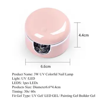 Mini Monodactylism LED UV Nagų Lempa 3W ABS Telefono Forma Juoda Raudona UV Gelis nagų Dailės Nagų Džiovintuvas Greitai Džiūstantis LED UV Lempa