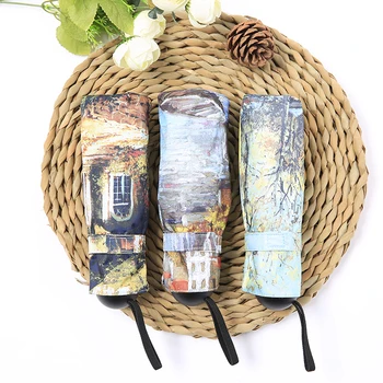 Mini Pocket Sulankstomas Skėtis Moterų Vėjo Paraguas Van Gogh Aliejaus Tapybai Skėtis nuo Lietaus Moterų skėtis parapluie Skėčiai