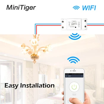 Minitiger Tuya WiFi Smart Šviesos Jungiklis Universalus Jungiklis Laikmatis Smart Gyvenimo APP Belaidis Nuotolinio Valdymo pultas su Alexa 