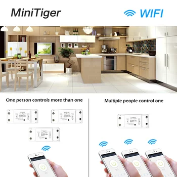 Minitiger Tuya WiFi Smart Šviesos Jungiklis Universalus Jungiklis Laikmatis Smart Gyvenimo APP Belaidis Nuotolinio Valdymo pultas su Alexa 