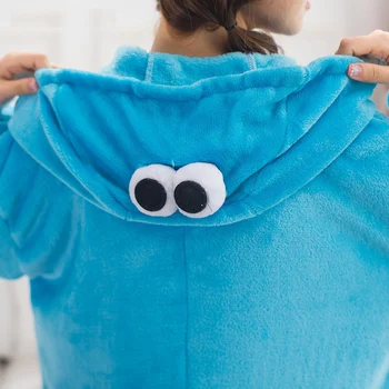 Minkštas Cookie Monster Kigurumi Sesame Street Onesies Animacinių Filmų Pižama Jumpsuit Suaugusiųjų Sleepwear Cosplay Helovinas Kostiumas Pižamos