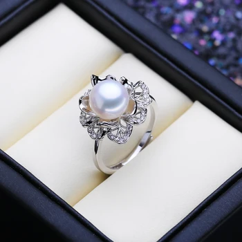 MINTHA 925 Sterlingas Sidabro Žiedas Prabanga Natūralių Gėlavandenių Perlų Žiedai Moterims, Moteriška Gėlių Šaliai Vestuvių Fine Jewelry
