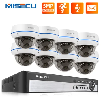 MISECU 5MP POE CCTV Kit 8CH kamerų Sistema Vandalproof IP Kameros Garso Įrašo Judesio Įspėjimą el. Paštu, Vaizdo Saugumo kamerų Sistema