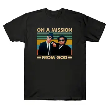 Misija Iš Dievo Vintage 80's Komedija Filmo vyriški marškinėliai Medvilnė Tee Black Estetinės korėjos Stiliaus marškinėliai Vyrams Ullzang Tee Vyrams