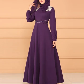 MISSJOY 2019 Musulmonų Moterų Suknelė Elegantiškas Šalis Abaja Aukšto Juosmens Vidurio Rytų ilgomis Rankovėmis Pleistras turkijos Kimono Islamo Apranga
