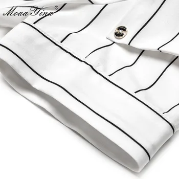 MoaaYina Mados Dizaineris Nustatyti Pavasarį, Vasarą Moterys trumpomis rankovėmis Stripe Marškinėliai Topai+Akių China Sijonas Dviejų dalių kostiumas