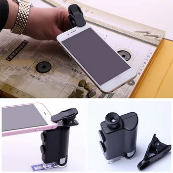 Mobilieji Telefonai Mikroskopu 60X -100X su Clip Mobilusis Telefonas, Kišeninis didinamasis stiklas, UV LED Šviesos f / Jade ID Mobilus telefonas clip mikroskopą