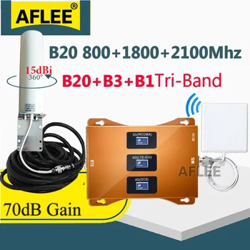 Mobiliųjų telefonų 4G Signalo Kartotuvų LTE B20 800 1800 2100 Tri-Band 4G Cellular Stiprintuvo 2G3G4G Duomenimis, Mobiliojo ryšio Signalo Stiprintuvas LTE UMTS, LTE
