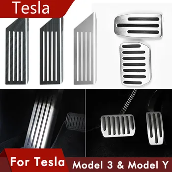 Model3 Automobilių Pedalu Pagalvėlės Apima Tesla Model 3 Y Priedai Aliuminio Lydinio Akceleratoriaus, Stabdžių Poilsio Pedalo Modelio Tris 2020 M.
