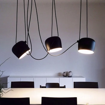 Moderni Juoda Būgno Tikslas Pakabukas Šviesos diodų (LED) Aliuminio Hanglamp gyvenamasis kambarys su virtuvės rungtynių sustabdymo, šviestuvas, apšvietimas priedai veltiniams, vilna lempa