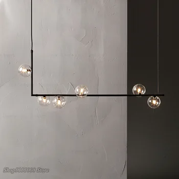 Modernus minimalistinis sieniniai šviestuvai Kambarį lentelė ilgas pakabukas lempa, led dizainas stiklo kamuolys kabo žibintai virtuvės dekoro Įrenginiai