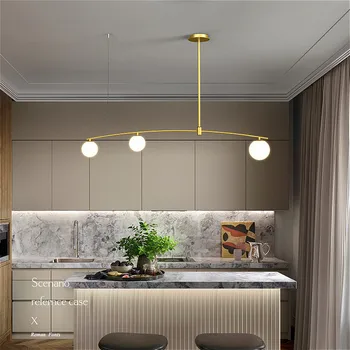 Modernus minimalistinis stiklo kamuolys aukso/juoda geležies liustra Šiaurės patalpų ilgai liustra, biuras, baras, virtuvė, restoranas apšvietimas