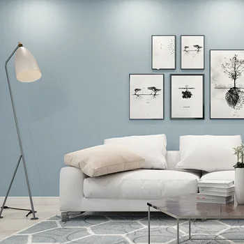 Modernus Minimalistinis Šiaurės Stiliaus Morandi Neaustinių Ekrano Užsklanda Namų Vientisa Spalva Šviesiai Mėlyna Kambarį Miegamojo Tapetai Melsva